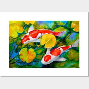 Koi in the pond Posters and Art